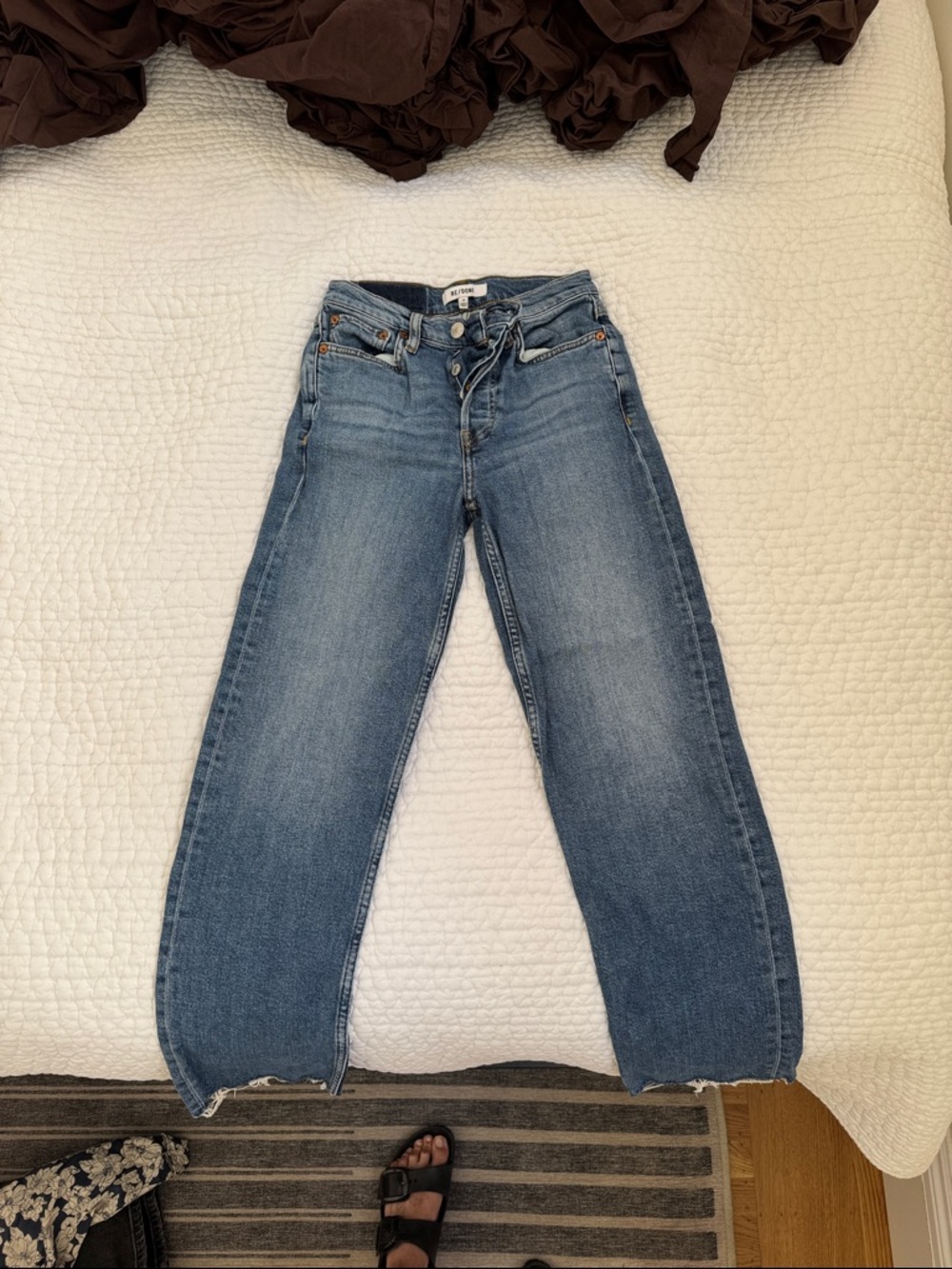 Re/Done Women's Boyfriend Jeans in Faded Blue Wash